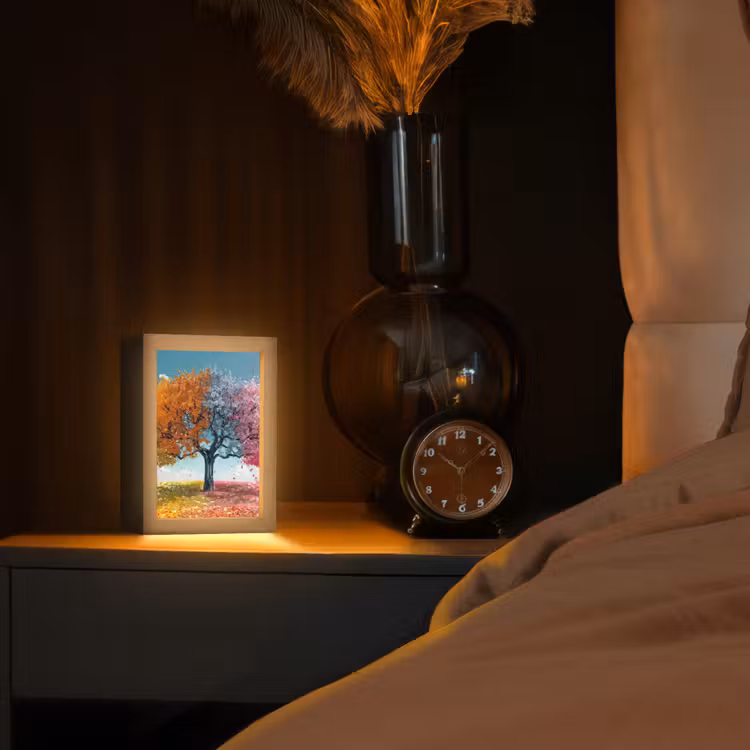 Boom - Kleurrijk - Natuur - Levensboom Light Box met kabel (Tafellamp) klein -sfeer1