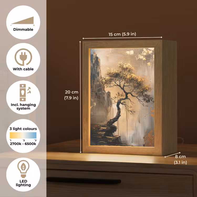 Boom - Goud - Landschap - Verf Light Box met kabel (Tafellamp) klein -USP_EN