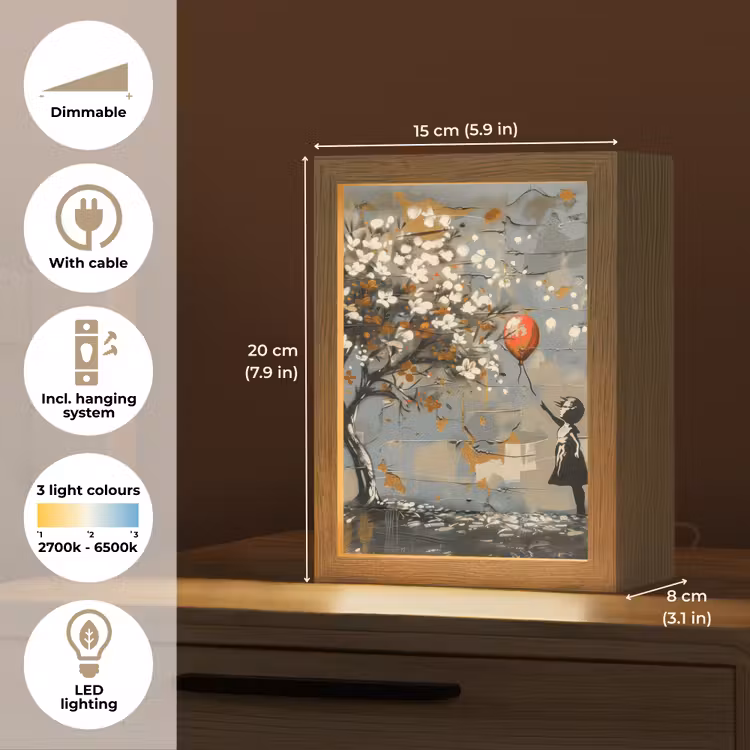 Boom - Graffiti - Banksy Style - Balloon Girl Light Box met kabel (Tafellamp) klein -USP_EN