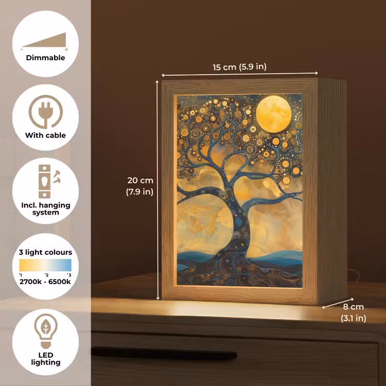 Boom - Industrieel - Abstract - Geel Light Box met kabel (Tafellamp) klein -USP_EN