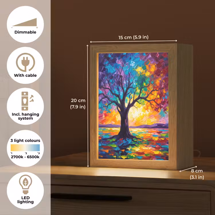 Boom - Landschap - Natuur - Abstract - Kleurrijk Light Box met kabel (Tafellamp) klein -USP_EN