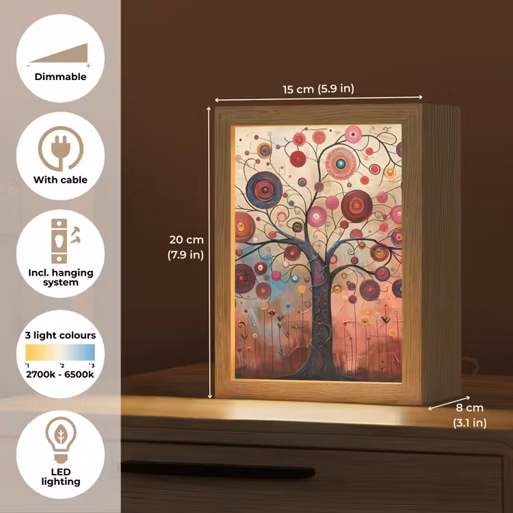 Boom - Paars - Abstract - Kunst Light Box met kabel (Tafellamp) klein -USP_EN