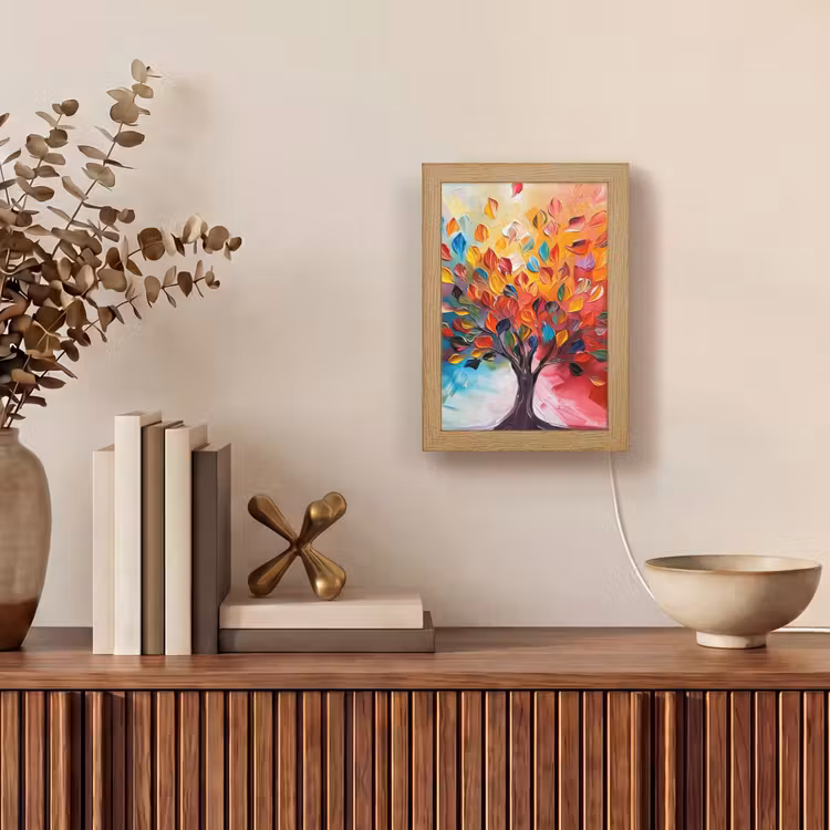 Boom - Levensboom - Kleurrijk - Abstract Light Box met kabel (Tafellamp) klein -sfeer2