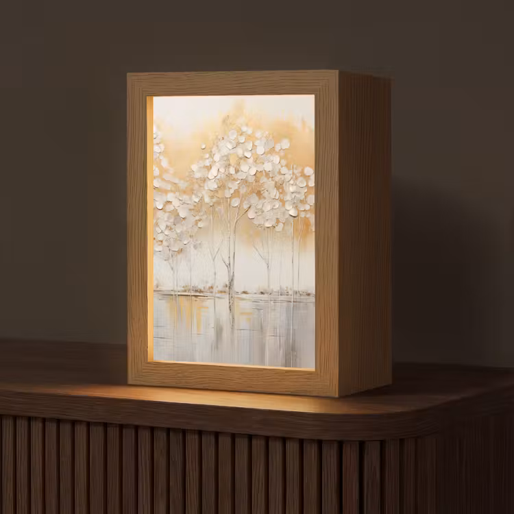 Bomen - Kunst - Acryl - Natuur Light Box met kabel (Tafellamp) klein -z3d_website