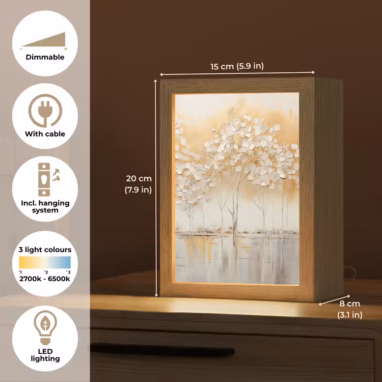 Bomen - Kunst - Acryl - Natuur Light Box met kabel (Tafellamp) klein -USP_EN