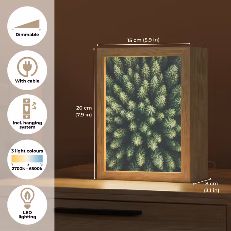 Bomen - Naaldwoud - Structuur Light Box met kabel (Tafellamp) klein -USP_EN