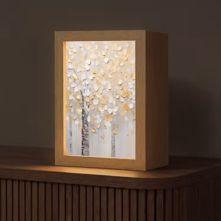 Bomen - Aquarel - Kunst - Natuur Light Box met kabel (Tafellamp) klein -z3d_website