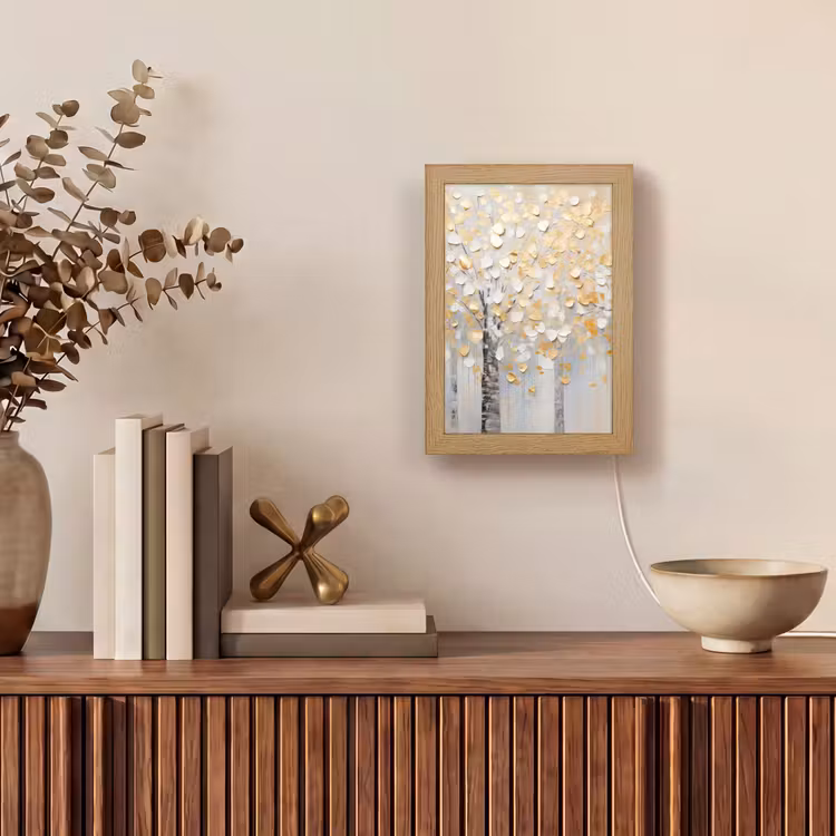 Bomen - Aquarel - Kunst - Natuur Light Box met kabel (Tafellamp) klein -sfeer2
