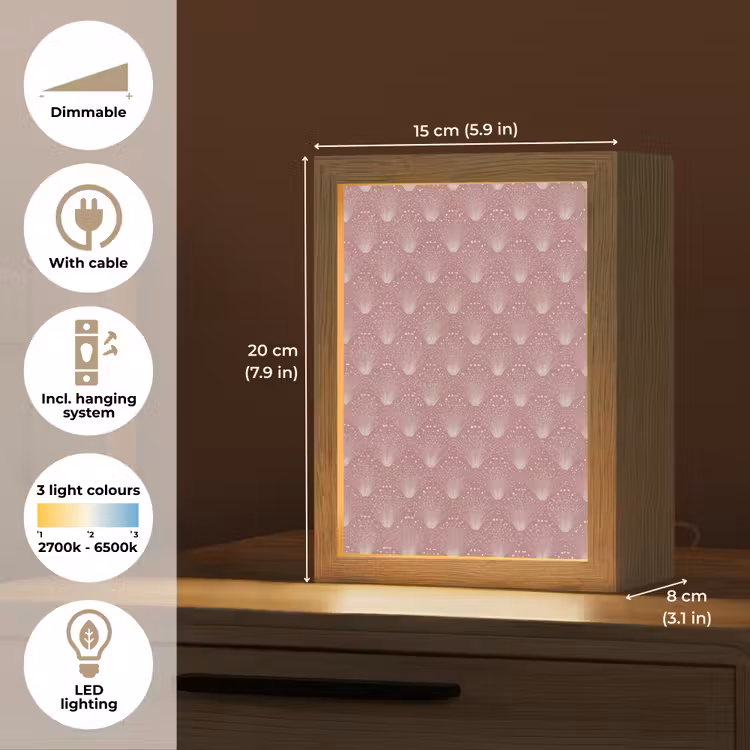 Trendy - Patroon - Roze Light Box met kabel (Tafellamp) klein 925 -USP_EN