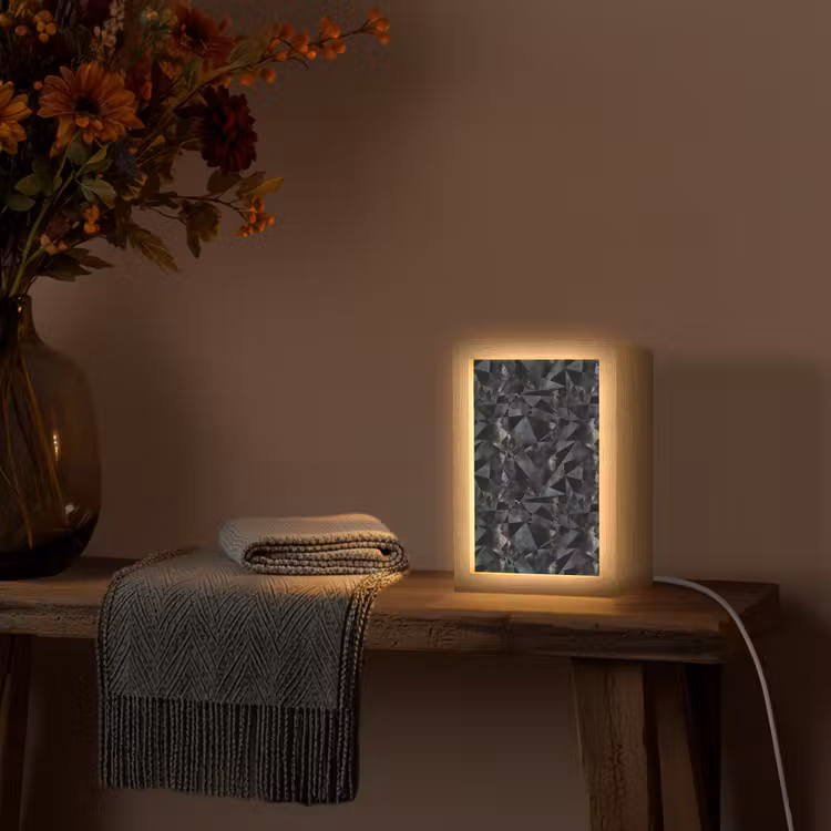 Driehoeken - Abstract - Donker Light Box met kabel (Tafellamp) klein 925 -sfeer4