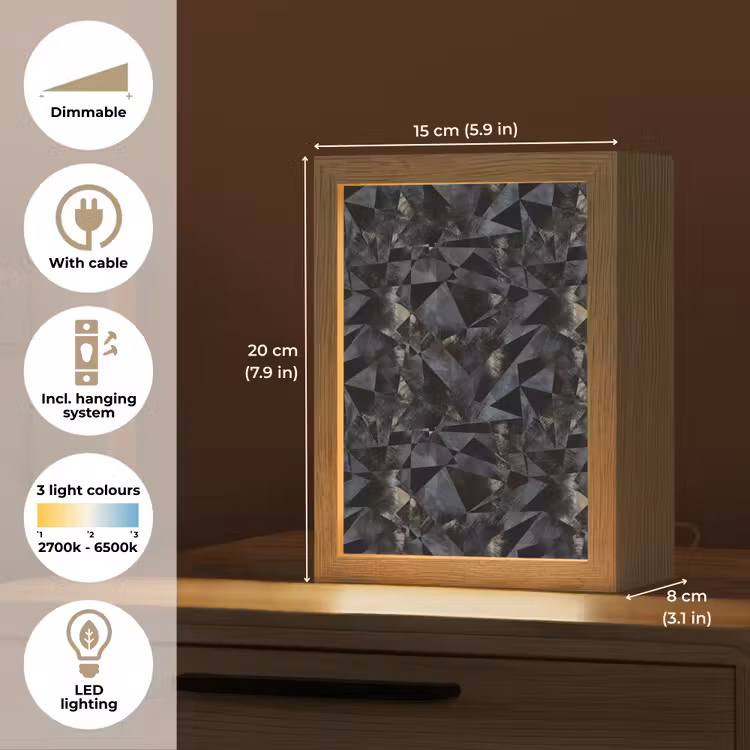 Driehoeken - Abstract - Donker Light Box met kabel (Tafellamp) klein 925 -USP_EN