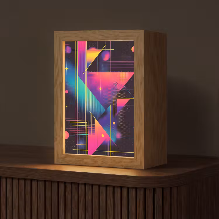 Driehoeken - Cirkels - Abstract - Sterren Light Box met kabel (Tafellamp) klein -z3d_website