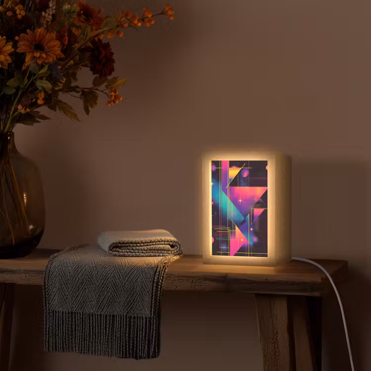Driehoeken - Cirkels - Abstract - Sterren Light Box met kabel (Tafellamp) klein -sfeer4