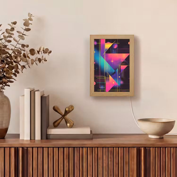 Driehoeken - Cirkels - Abstract - Sterren Light Box met kabel (Tafellamp) klein -sfeer2