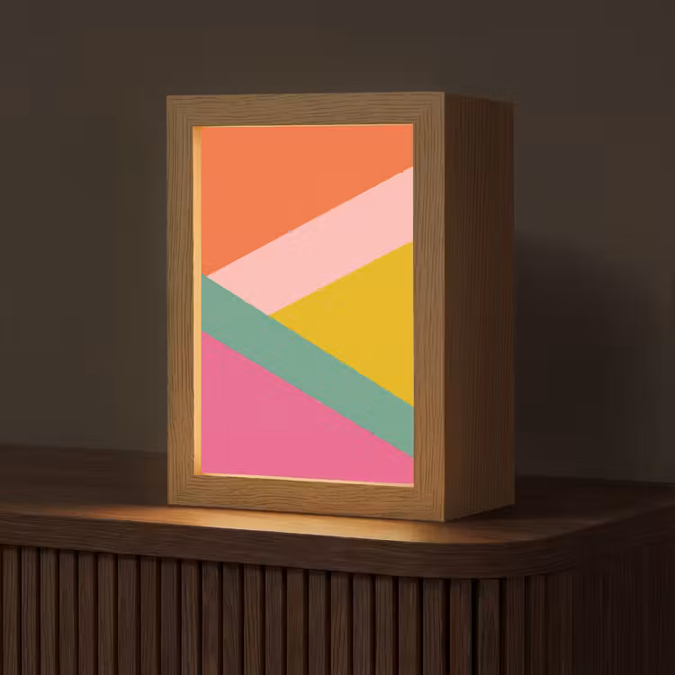 Driehoeken - Kleurrijk - Abstract Light Box met kabel (Tafellamp) klein -z3d_website
