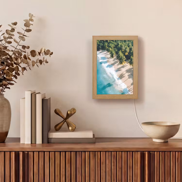 Tropisch - Strand - Water - Palmbomen Light Box met kabel (Tafellamp) klein -sfeer2