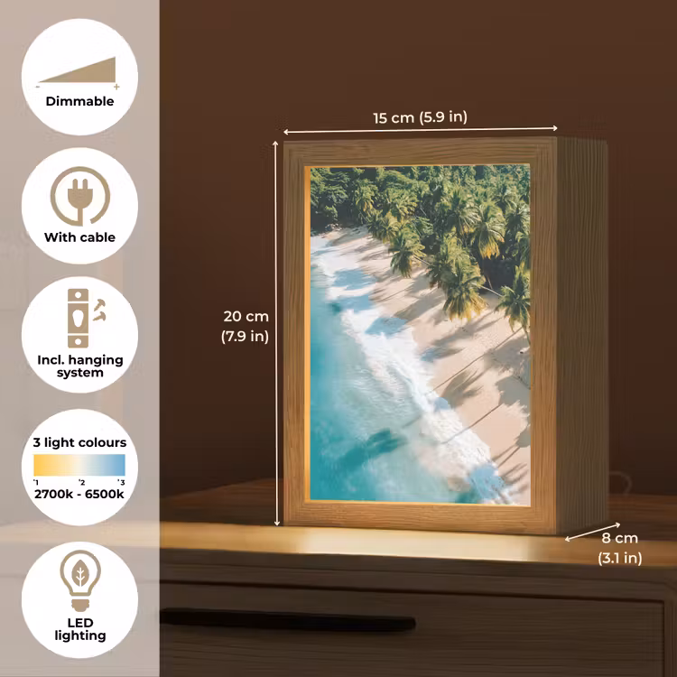 Tropisch - Strand - Water - Palmbomen Light Box met kabel (Tafellamp) klein -USP_EN
