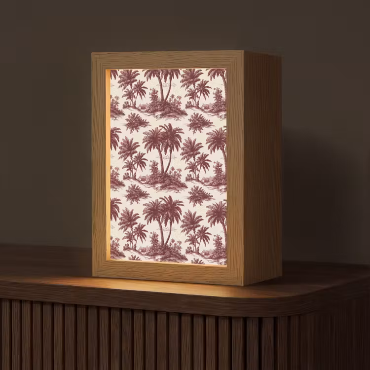 Tropisch - Geometrisch - Bordeauxrood Light Box met kabel (Tafellamp) klein 925 -z3d_website