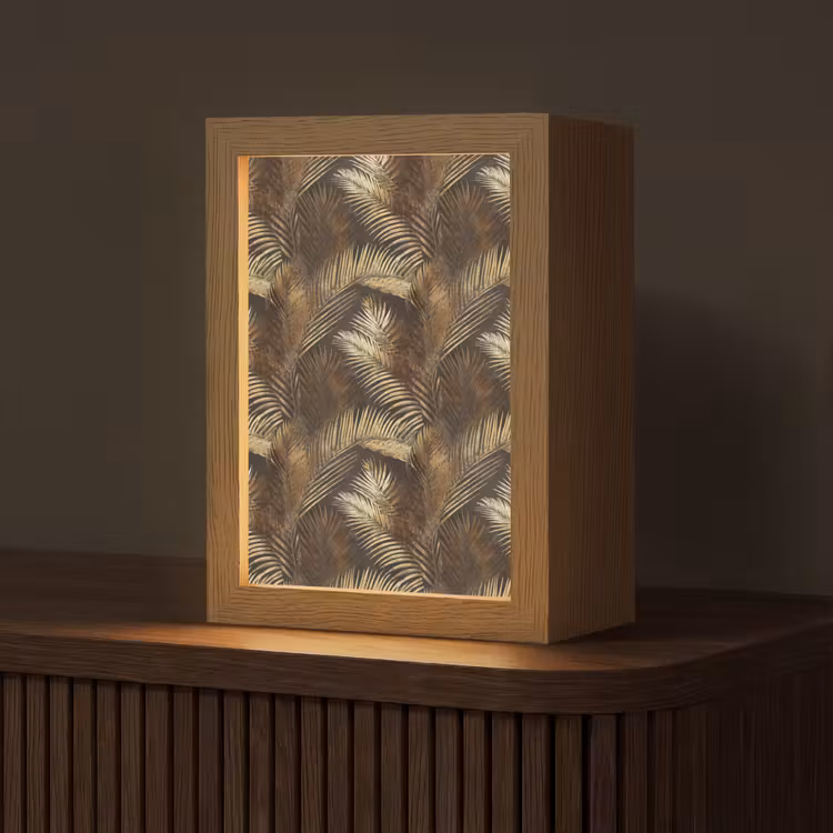 Tropisch - Bladeren - Goud Light Box met kabel (Tafellamp) klein 925 -z3d_website