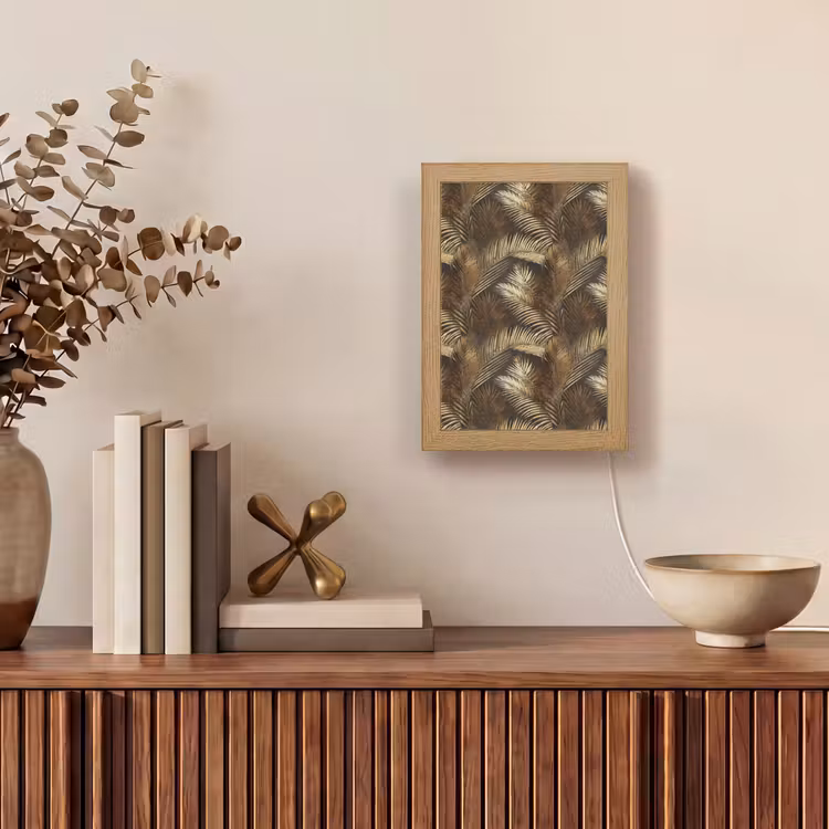 Tropisch - Bladeren - Goud Light Box met kabel (Tafellamp) klein 925 -sfeer2