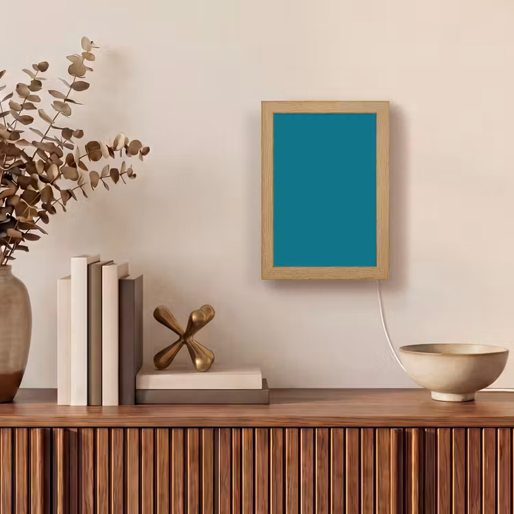 Tropical - Peacock - Blauw Light Box met kabel (Tafellamp) klein 925 -sfeer2