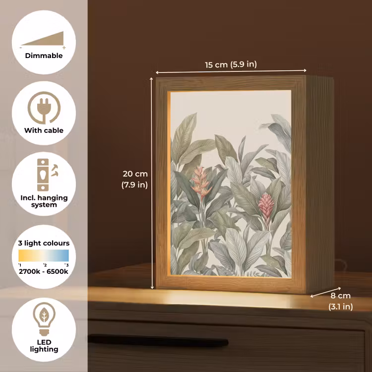 Tropisch - Planten - Modern - Groen Light Box met kabel (Tafellamp) klein -USP_EN