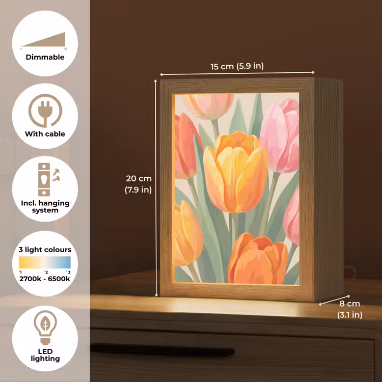 Tulpen - Abstract - Kleurrijk Light Box met kabel (Tafellamp) klein -USP_EN