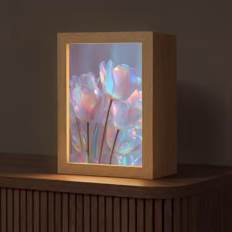 Tulpen - Glazen - Bloemblaadjes - Pasteltinten Light Box met kabel (Tafellamp) klein -z3d_website