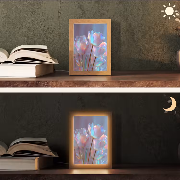 Tulpen - Glazen - Bloemblaadjes - Pasteltinten Light Box met kabel (Tafellamp) klein -sfeer3