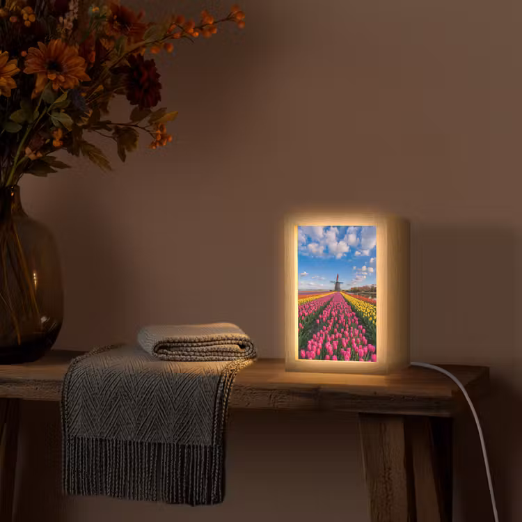 Tulpen - Holland - Molen - Kleurrijk Light Box met kabel (Tafellamp) klein -sfeer4