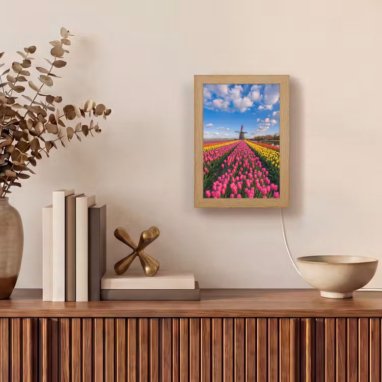 Tulpen - Holland - Molen - Kleurrijk Light Box met kabel (Tafellamp) klein -sfeer2