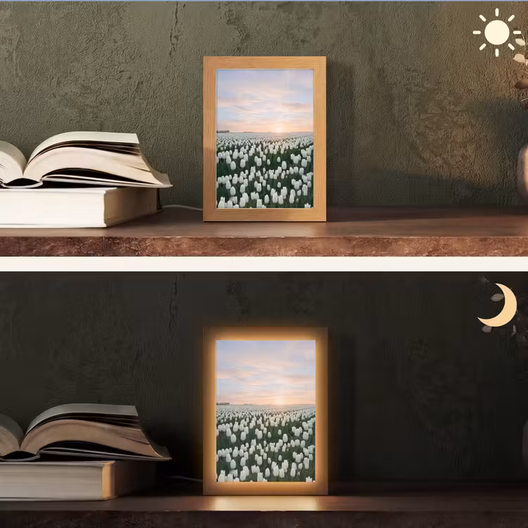 Tulpen - Landschap - Wit Light Box met kabel (Tafellamp) klein -sfeer3