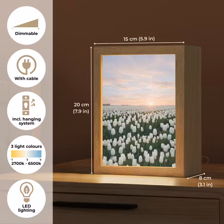 Tulpen - Landschap - Wit Light Box met kabel (Tafellamp) klein -USP_EN