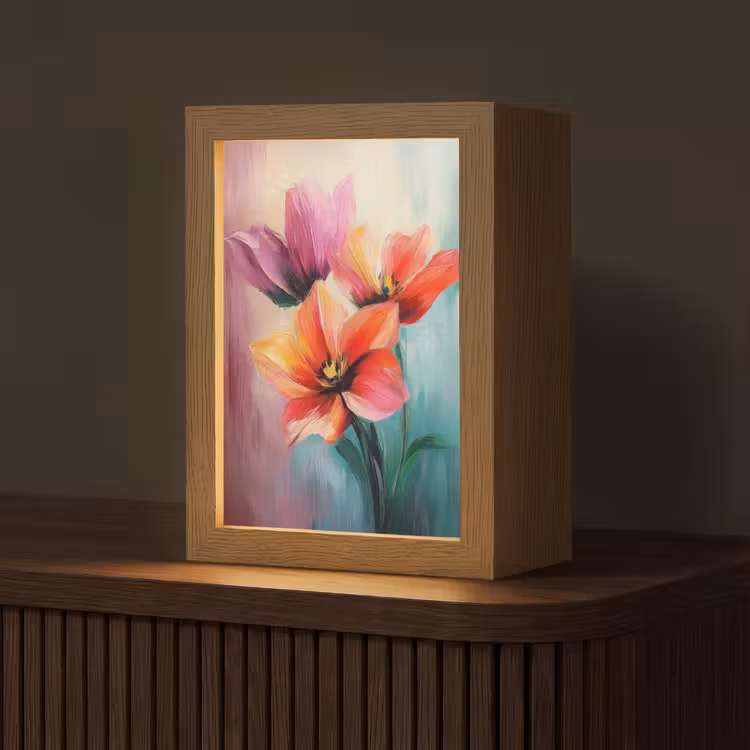 Tulpen - Lichtreflecties - Kleurverloop Light Box met kabel (Tafellamp) klein -z3d_website