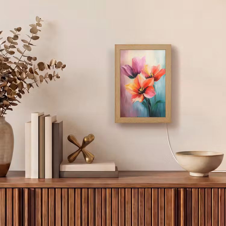 Tulpen - Lichtreflecties - Kleurverloop Light Box met kabel (Tafellamp) klein -sfeer2