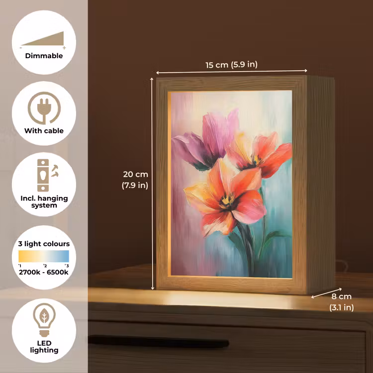 Tulpen - Lichtreflecties - Kleurverloop Light Box met kabel (Tafellamp) klein -USP_EN