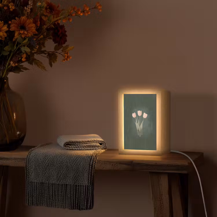 Tulpen - Liefde - Donkergroen Light Box met kabel (Tafellamp) klein -sfeer4