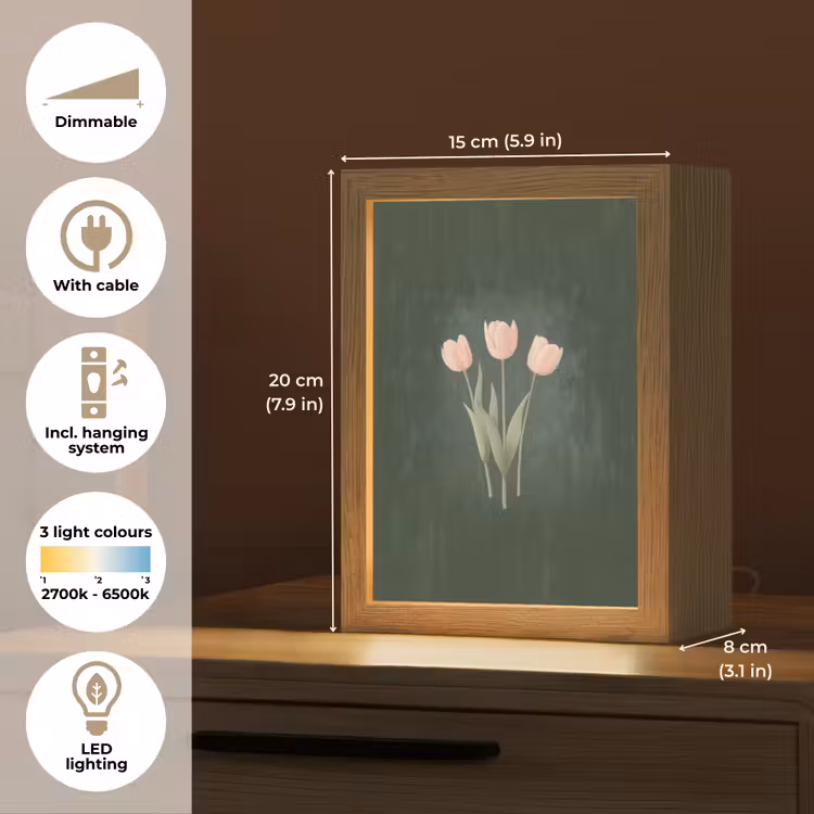 Tulpen - Liefde - Donkergroen Light Box met kabel (Tafellamp) klein -USP_EN