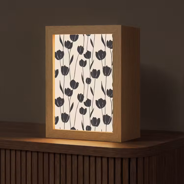 Tulpen - Patroon - Zwart Light Box met kabel (Tafellamp) klein 925 -z3d_website