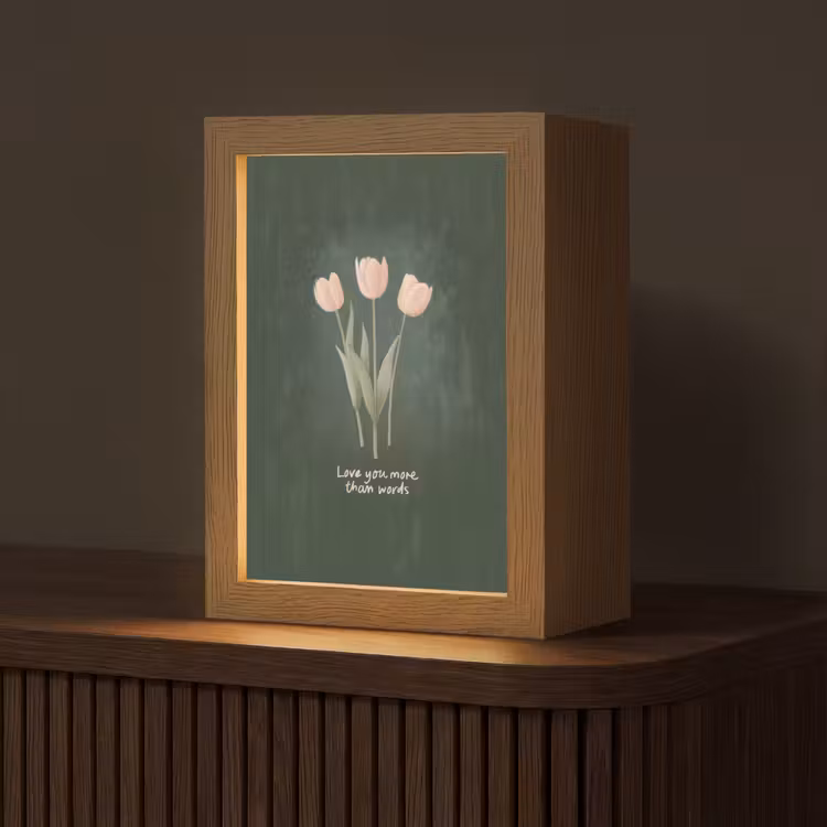 Tulpen - Roze - Tekst - Love Light Box met kabel (Tafellamp) klein -z3d_website