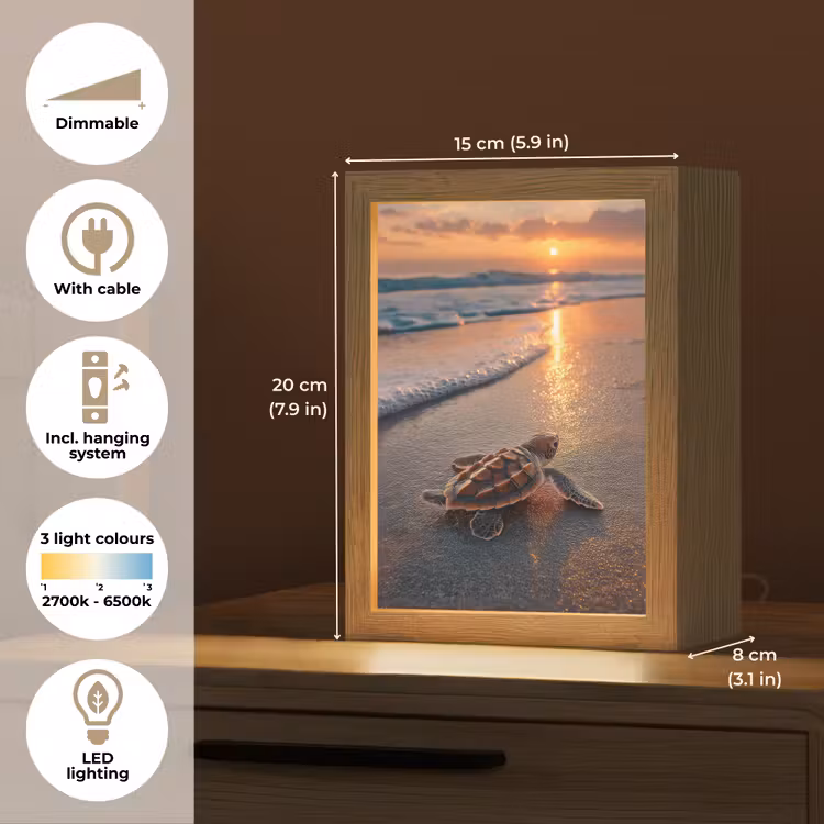 Schildpad - strand - Zonsondergang Light Box met kabel (Tafellamp) klein -USP_EN