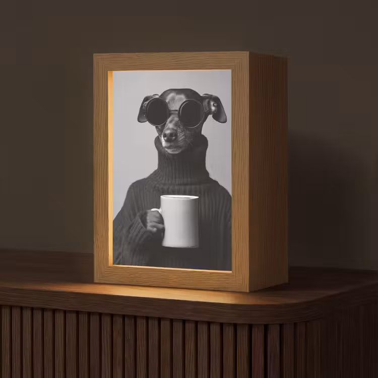Coltrui - Hond - Bril - Mok Light Box met kabel (Tafellamp) klein -z3d_website