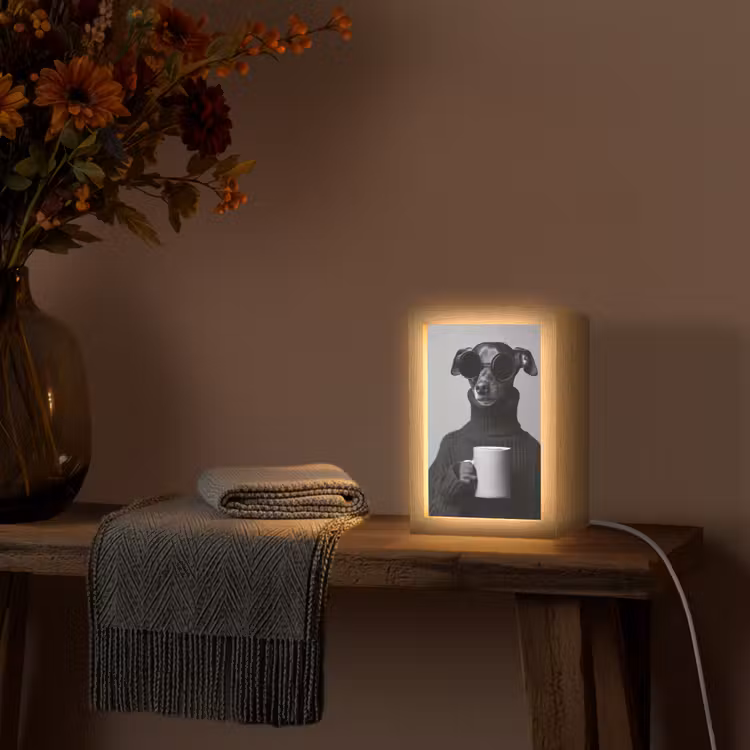 Coltrui - Hond - Bril - Mok Light Box met kabel (Tafellamp) klein -sfeer4