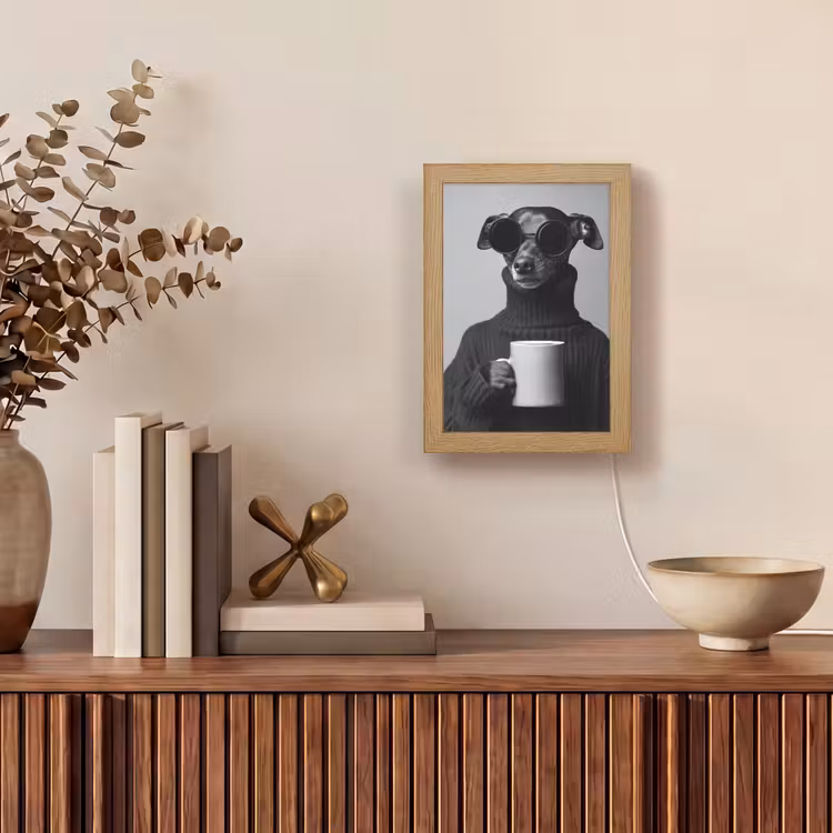 Coltrui - Hond - Bril - Mok Light Box met kabel (Tafellamp) klein -sfeer2