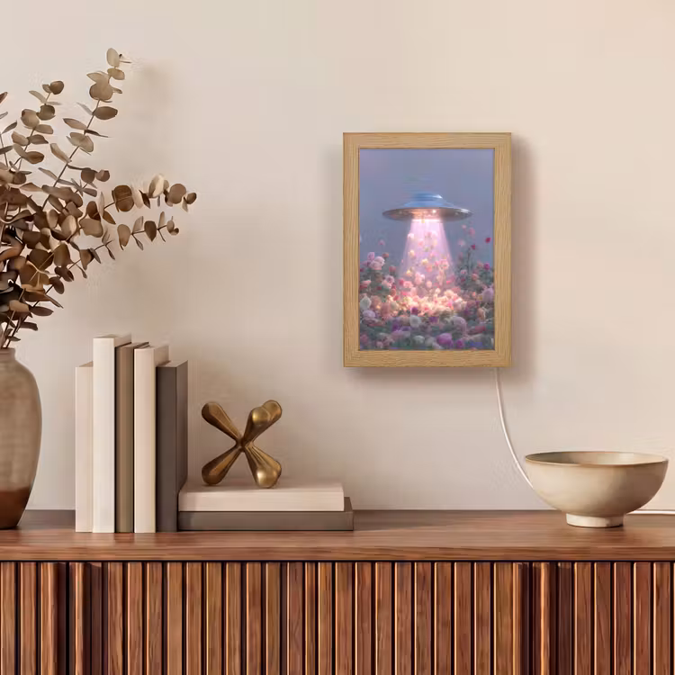 Ufo - Rozen - Pastelkleuren Light Box met kabel (Tafellamp) klein -sfeer2