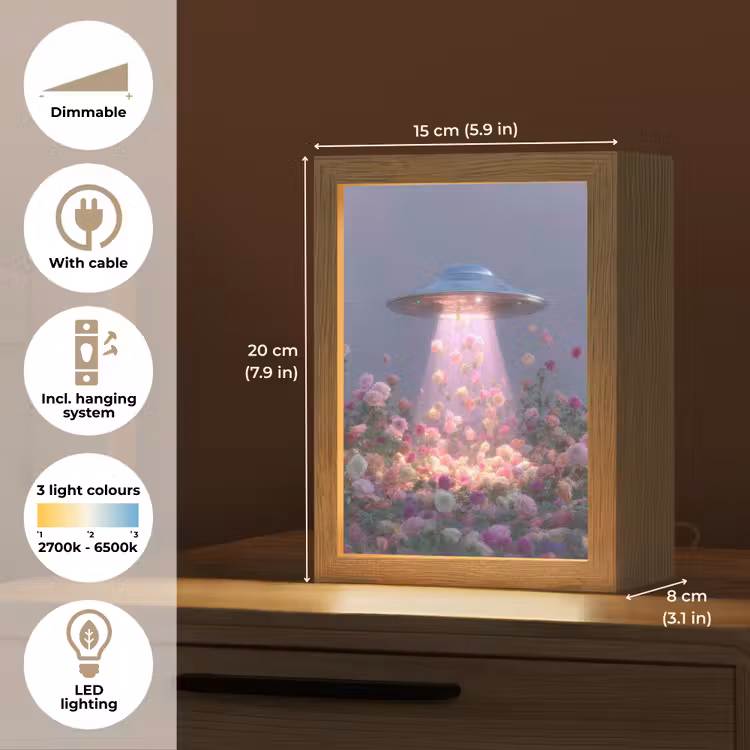 Ufo - Rozen - Pastelkleuren Light Box met kabel (Tafellamp) klein -USP_EN