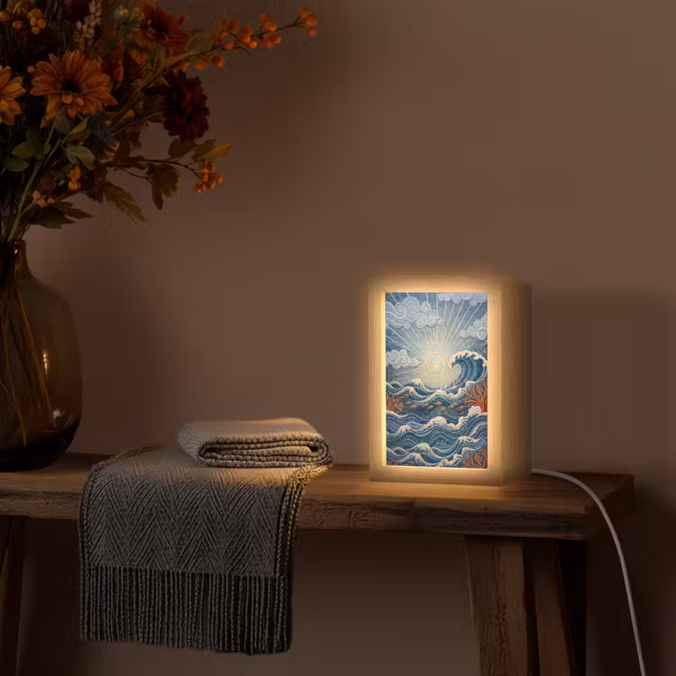 Onderwater - Koraal - Vis - Natuur - Kunst Light Box met kabel (Tafellamp) klein -sfeer4