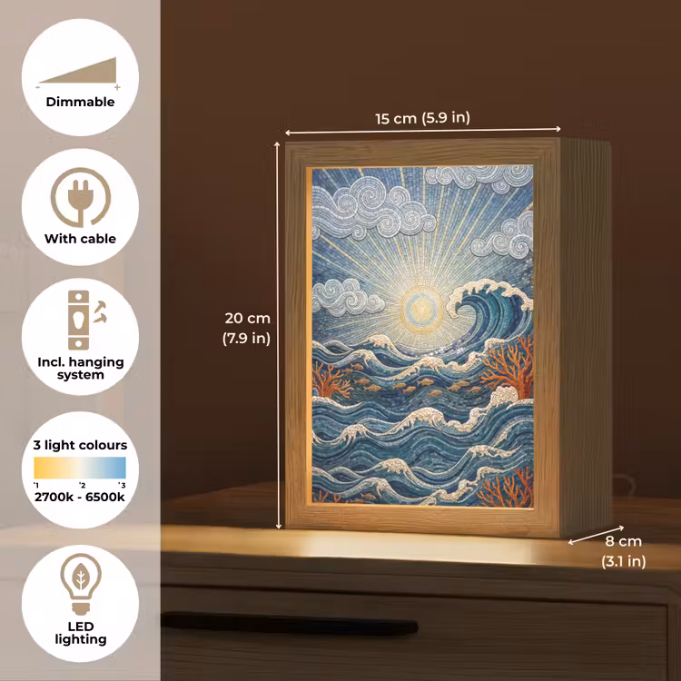 Onderwater - Koraal - Vis - Natuur - Kunst Light Box met kabel (Tafellamp) klein -USP_EN