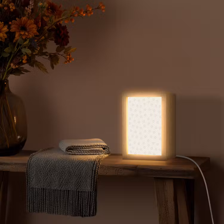 Valentijn - Hart - Wit - Zwart Light Box met kabel (Tafellamp) klein 925 -sfeer4