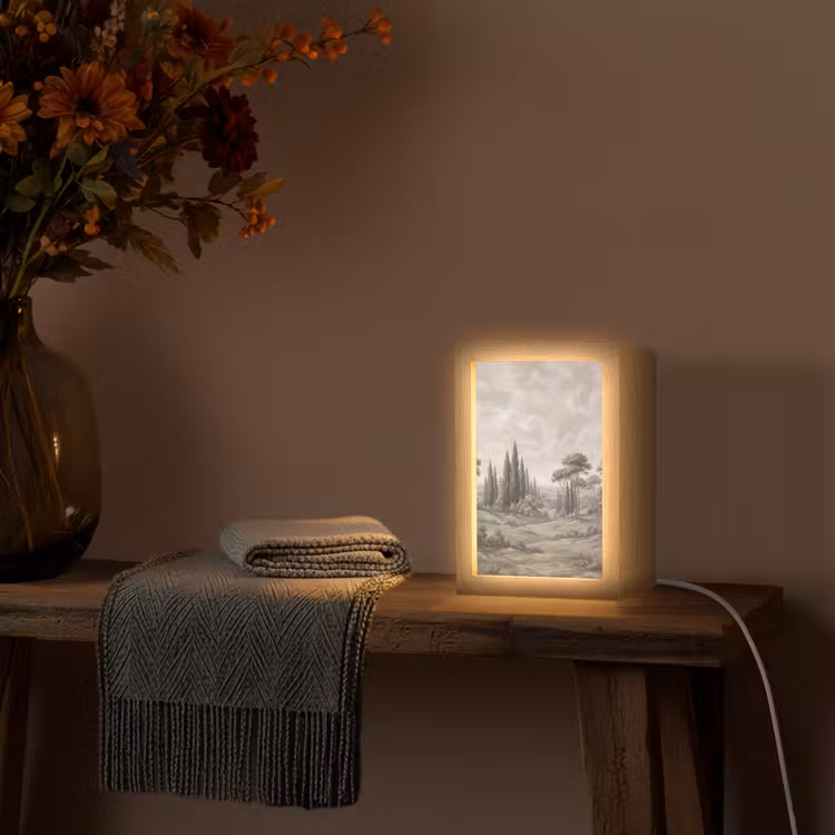 Vallei - Bos - Natuur - Groen Light Box met kabel (Tafellamp) klein -sfeer4